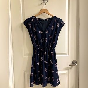 Madewell Navy Blue Purple Floral Print Skygaze Dress | Size 2